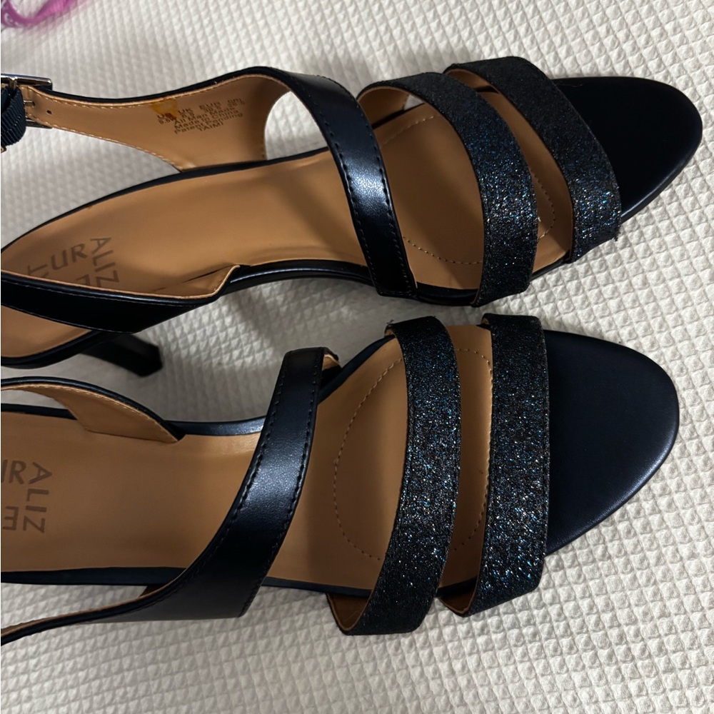 Naturalizer Dark Blue Glittery, Strappy Low Heel Sandals